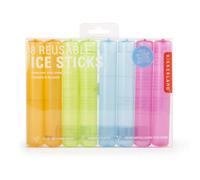 Kikkerland 8pk Reusable Ice Sticks, 12 cm Freezable Drink Coolers - Durable Plastic, Keeps Drinks Cold Without Dilution