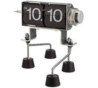 Kikkerland Flip Clock, Steel with Plastic Numbers, Black
