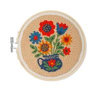 Kikkerland Flower Bouquet Punch Needle Kit - DIY Crafting Set with Hoop, Yarn, & Pattern