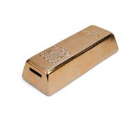 Kikkerland Stoneware Bar Coin Bank, Gold