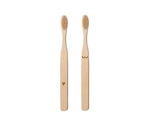 Kikkerland - His & Hers Nudie Bamboo Compostable Toothbrush - Set of 2