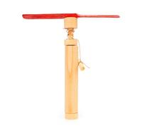 KIKKERLAND Huckleberry Pull Helicopter - Beechwood Flying Toy with Launcher for Outdoor Play