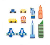 Kikkerland Kidoki Mini Wooden City In My Pocket 9Pc Set - New York