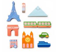 Kikkerland Kidoki Mini Wooden City In My Pocket 9Pc Set - Paris
