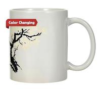 Kikkerland Cherry Blossom Morph Mug, Porcelain, White, 1 Count (Pack of 1)