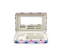KIKKERLAND Portable Striped Travel Jewellery Organizer Mini Case with Mirror - (1 x Assorted Colour)