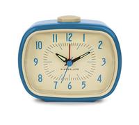 Kikkerland Retro Style Alarm Clock, Desktop Nightstand Bedside Office Alarm Clock, Battery Operated, Beeping Alarm, Glow in Dark Hands, Blue