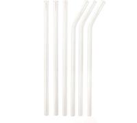 Kikkerland Reusable Clear Glass Drinking Straws Set Of 6
