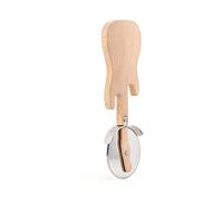 Kikkerland Rockin' Guitar Pizza Cutter 2.5" Stainless Steel Wheel Wooden Slicer