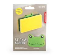 Kikkerland Set of 2 Sponge Holders Frog Stick and Scrub