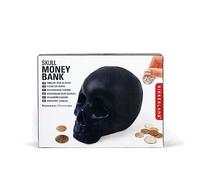 KIKKERLAND Skull Coin Bank, Rubber, Black, One Size