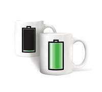 Kikkerland Stoneware Thermographic Ink Battery" Ceramic Morphing Mug, White, 11 oz