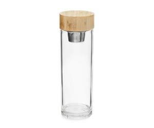 Kikkerland Zen Tea Infuser Filter Bamboo Eco Friendly Glass Bottle Kitchen Tool