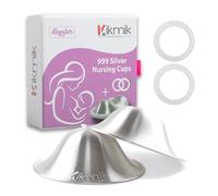 Kikmik The Original Silver Nursing Cups - 999 Silver Nipple Shields with O-Feel Rings - Newborn Essentials Nipple Covers to Soothe Nursing Nipples - Breastfeeding Essentials (Regular Size)