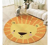 KiKom Cartoon Lion Round Carpet - Living Room & Bedroom Non-Slip Rug for Children - 1PC (Orange, 140 * 140cm)