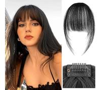 Kikone Clip in Bangs Bangs Hair 100% Real Human Hair Bangs Bangs Clip in Hair Extensions Human HairHandwoven Air Bangs with Sideburns Curved Bangs for Daily Wear(Natural black)