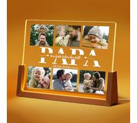 Kikone Personalised Fathers Day Photo Gifts for Dad Custom Picture Frames with Night Light Personalized Acrylic Plaque with Photo for Dad Father's Day from Daughter Son