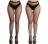 Kikoroco Women's High Waisted Fishnet Stockings Elasticity Patterned Thigh High Suspender Pantyhose