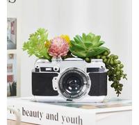 KIKTOP Camera Decorative Planter Plant Gift - Desk Decor Succulent Pot for Indoor Plants Camera Home Shelf Office Decor Small Flower Pot with Drainage (Black)