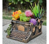 KIKTOP Typewriter Decorative Planter Plant Gift - Desk Decor Succulent Pot for Indoor Plants Typewriter Home Shelf Office Decor Small Flower Pot with Drainage