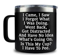 KIKUHE Gag Gift for Men - I Came I Saw I Forgot Coffee Mug 14oz Black