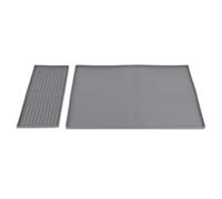 Kikumi 2 in 1 Silicone Coffee Mat Coffee Bar Mat with Dish Drying Mat for Kitchen Countertops Coffee Bar Accessories Gray