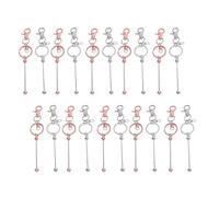 Kikumi 20PCS Beadable Keychain Bars 360 Degree Rotating Blank Beaded Rod Metal Keychain Set for Craft Making Rose Gold Silver