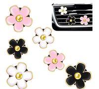 Kikumi 6 Pcs Flowers Car Air Vent Clips Lovely Flower Aromatherapy Car Air Freshener Vent Decorations (Whitepowderblackmix)