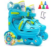 Kikumi Children Quad Roller Skate Roller Skates 3 Point Balance Roller Shoes for Girls Boys with Adjustable Size Double Brakes Luminous Wheels (M)
