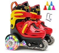 Kikumi Children Quad Roller Skate Roller Skates 3 Point Balance Roller Shoes for Girls Boys with Adjustable Size Double Brakes Luminous Wheels (M)