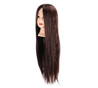 Kikumi Hair Mannequin Head Dark Brown Hair Braiding Practice Hairdressing Mannequin Head (with Makeup)