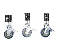 Kikumi Photography Light Stand Swivel Casters, 3pcs Metal Brake Lock 360° Silent Wheels for 25mm Stand, Aluminum Alloy, Suitable for Studio, Live Streaming, Advertising
