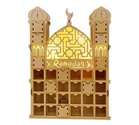Kikumi Wooden Ramadan Advent Calendar Eid Ramadan Mubarak Advent Calendar with Drawers 30 Days Contdown Calendar Decorations