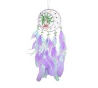 Kikuo Crystal Rain Dream Catchers, Tree of Life Dreamcatcher, Handmade Dream Catchers with Feathers and Beads, Bohemian Style Dreamcatchers for Wall Hanging Children Bedroom Wedding Decor (Purple)