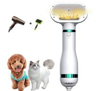 Kikuo Dog Hair Dryer, 2 in 1 Pet Grooming Hair Dryer with Brush, One Click Waxing, Adjustable Temperature, for Dogs and Cats