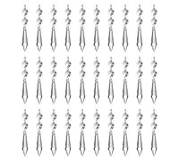 Kikuo Hanging Crystal 38mm(24 Pack) Clear Crystal Glass Chandelier Crystals Parts, Prism Crystals Tree Decorations Droplets for Curtain Light Pendant Party Wedding Decor