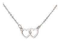 Kikuo Interlock Heart Adjustable, Sterling Silver Pendant Necklace for Women, Infinity Eternity Love Choker, Choker Necklaces Cute Heart Adjustable Chain Jewelry Gifts