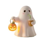 Kikura Halloween Ghost Night Light, Halloween Ghosts Fall Pumpkin Lamp, Cute Spooky Ghost Statue Lamp, Resin Mini Gothic Light Up Desktop Ornaments for Home Bookshelf Tabletop (10cm)