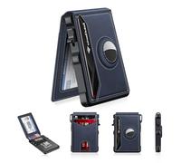 KIKVES Airtag Wallet for Men, Mens Wallet Card Holder for Air Tag with RFID Blocking, Minimalist Bifold Wallet Pop-Up Quick Access Holds 12+ Cards & Money Clip, Gift for Men, No Airtag Included, Navy