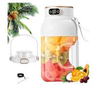 kikxj Multifunctional Portable Juicer Cup with Digital Display,Portable Smoothie Blender on The Go,Large Capacity Portable Blender USB Rechargeable,for Shakes and Smoothies, Fruits and Veggies(White)