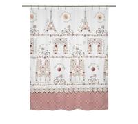 Kikzi® Luxury Hotel Quality Fabric Shower Curtain, Soft-Touch Woven Textile with 12 Hooks, Mould Proof & Water Repellent, 180x180cm, Machine Washable (Vintage Paris)