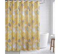 Kikzi® Luxury Hotel Quality Fabric Shower Curtain, Soft-Touch Woven Textile with 12 Hooks, Mould Proof & Water Repellent, 180x180cm, Machine Washable (Yellow Seashell)