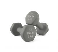 Kikzi® Pair Neoprene Dumbbell Non-Slip Grip Cast Iron Core Hand Weights Home Gym (yoga/pilates) (2 x 2kg - Grey)