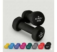 Kikzi® Pair Neoprene Dumbbell Non-Slip Grip Cast Iron Core Hand Weights Home Gym (yoga/pilates) (2 x 4kg - Black)