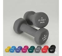 Kikzi® Pair Neoprene Dumbbell Non-Slip Grip Cast Iron Core Hand Weights Home Gym (yoga/pilates) (2 x 4kg - Grey)