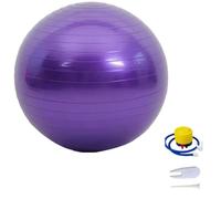 Kikzi Yoga Exercise Gym Ball, 3 Sizes Pregnancy Ball for Balance, Fitness, Anti-Burst Birthing & Heavy Duty Ball Chair with Pump (Purple, 65CM)