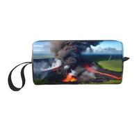 Kilauea Volcano Bloom print Travel Toiletry Pouch, Pencil Bag Canvas Makeup Bags, Multi-Purpose Cosmetic Bags with Zipper, White, One Size