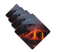 Kilauea Volcano Car Air Freshener Cards Set of 4 Pieces Long Lasting Hanging Scented Cards for Bedroom Wardrobe Car Aromatherapy Tablets for Men Women Rearview Mirror Pendant