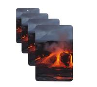 Kilauea Volcano Car Air Freshener Cards Set of 4 Pieces Long Lasting Hanging Scented Cards for Bedroom Wardrobe Car Aromatherapy Tablets for Men Women Rearview Mirror Pendant