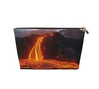 Kilauea Volcano Leather Travel Wash Bag, A Fashionable and Practical Makeup Organizer